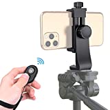 Universal Phone Tripod Mount Adapter with Ｗireless Camera Remote , Cell Phone Holder with Adjustable Clamp for Selfie Stick Monopod Compatible with iPhone, Samsung and so on , Wrist Strap Included