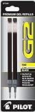 Pilot G2 Gel Ink Refill, 2-Pack for Rolling Ball Pens, Fine Point, Black Ink (77240)