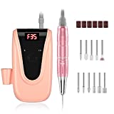 Rechargeable 35000 RPM Nail Drill, Portable Electric Nail Drill Professional Efile Nail Drill Kit for Acrylic, Gel Nails, Manicure Pedicure Polishing Shape Tools with 11Pcs Nail Drill Bits (Pink)