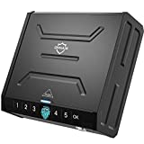 ONNAIS Gun Safe - Biometric Gun Safe for Pistols, Quick-Access Pistol Safe Firearm Safety Device with Fingerprint Lock or Key Pad, Smart Handgun Safe Gun Lock Box for Home Bedside Nightstand Car