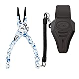 Danco Admiral 7.5' Aluminum Fishing Plier, Saltwater Resistant Anodized Coating, Replaceable Tungsten Carbide Braid Cutters, Rubber Sheath with Belt Clip