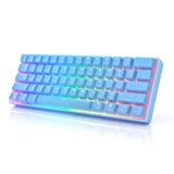 HK GAMING GK61 Mechanical Gaming Keyboard 60 Percent | 61 RGB Rainbow LED Backlit Programmable Keys | USB Wired | for Mac and Windows PC | Hotswap Gateron Optical Yellow Switches | Blue