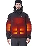 DEWBU Heated Jacket with 12V Battery Pack Winter Outdoor Soft Shell Electric Heating Coat, Men's Black, L