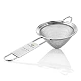 Fine Mesh Sieve Strainer Stainless Steel Cocktail Strainer Food Strainers Tea Strainer Coffee Strainer with Long Handle for Double Straining Utensil 3.3 inch by Homestia