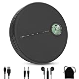 Rechargeable Portable CD Player with Bluetooth,ZUNKOM Compact Anti-Skip Walkman CD Player with Headphones &Dual Stereo Speakers for Home/Travel,Support CD MP3 USB AUX Input,2000mAh (Black)
