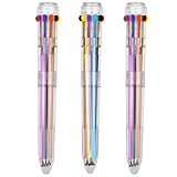 HeTaoCat Multicolor Pens 3 Pack 0.5mm 10-in-1 Retractable Ballpoint Pens - 10 Colors Transparent Barrel Ballpoint Pen for Office Supplies (Transparent)