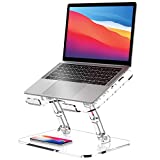 Adjustable Laptop Stand, Portable Ergonomic Computer Stand for Laptop, Lpoake Foldable Laptop Riser for Desk, Compatible with 10 to 15.6 Inches Notebook Computer Laptops (Transparent)
