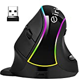 eirix Ergonomic Vertical Wireless Mouse: Rechargeable RGB Ergo Mouse with 3200 Adjustable DPI, Removable Palm Rest, Compatible with Windows and MAC OS