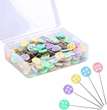 200 PCS Flat Head Pins, Straight Pins, Sewing Pins for Fabric, Button Colored Heads Quilting Pins, Boxed for Sewing DIY (Assorted Colors), Mixed