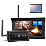 Solar Wireless Backup Camera for Trucks(1080P), 10Mins Installation Magnetic Hitch Trailer Rear View Cam Rechargeable Battery, AUTO-VOX Solar4 RV Security Back Up Camera Systems with 7'' Monitor
