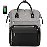 LOVEVOOK Laptop Backpack for Women Fashion Business Computer Backpacks Travel Bags Purse Student Bookbag Teacher Doctor Nurse Work Backpack with USB Port, Fits 15.6-Inch Laptop Grey Black