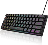Mini 60% Gaming Keyboard, RGB Backlit 61 Key Ultra-Compact Keyboard, MageGee TS91 Ergonomic Waterproof Mechanical Feeling Office Computer Keyboard for PC, MAC, PS4, Xbox ONE Gamer(Black)