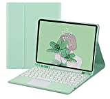 Touch iPad 9th Generation 8th Gen 7th Gen 10.2 Inch Keyboard Case with Touchpad iPad Air 3/Pro 10.5 Detachable Wireless Keyboard Round Keys Stand Folio Cover, MintGreen