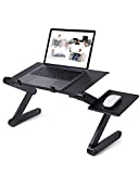 Adjustable Laptop Desk, RAINBEAN Laptop Stand for Bed Portable Lap Desk Foldable Table Workstation Notebook Riser with Mouse Pad, Ergonomic Computer Tray Reading Holder Bed Tray Standing Desk