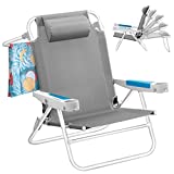 [Upgraded] ICECO Beach Chair for Adults, XL 5-Position Backpack Beach Chair Heavy Duty Folding Camping Chairs, Portable Chairs with Backpack Straps Cup Holder for Beach Outdoor Camping 300lb Capacity