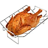 BONPAZ Turkey Roasting Rack, Green Egg BBQ Rib Rack - Stainless Dual-Purpose Rib Racks for Smoking, V-Shaped Turkey Racks for Roasting Pan, Ideal for Big Green Egg, Kamado Joe, Char-Griller Akorn etc