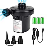 Air Pump for Inflatables, Electric Pump Air Mattress Pump Rechargeable Battery Air Pump with 3 Nozzles Inflator/Deflator for Camping Inflatable Cushions, Air Mattress Bed, Air Sofa, Boat, Pool Toys