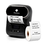 Phomemo M110 Label Makers - Portable Bluetooth Thermal Label Maker Printer for Barcode, Clothing, Jewelry, Retail, Mailing, Compatible with Android & iOS System, with 1pack 40×30mm Label, Black