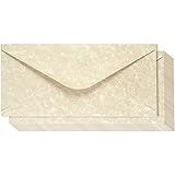 48 Pack Parchment Envelopes - Parchment Paper with Cream Old Fashion Aged Vintage Antique Design - Gum Seal Parchtone Paper Envelopes, 8.75 x 4 Inches