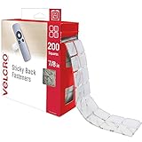 VELCRO Brand Mounting Squares | 200pk, 7/8' White | Adhesive Sticky Back Hook and Loop for Teacher Supplies, Office Organization (30705)