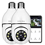 Light Bulb 1080P Security—Wireless Camera Wifi Smart for home surveillance Screw into the E27 light bulb socket Spotlight Alarm Color night vision Two-way talk Motion Alarm PTZ 360 Degree(2packs）