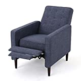 Macedonia Mid Century Modern Tufted Back Fabric Recliner (Dark Blue)
