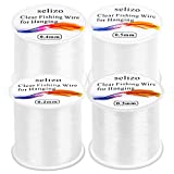 Fishing Wire for Hanging, Selizo 4Pcs Clear Fish Line Fishing String Invisible Monofilament Nylon Thread for Hanging Decorations, Balloon Garland, Jewelry Making, Beading and Crafts