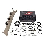 MaxTow Diesel Gauge Package Compatible with Ford Super Duty F-250 F-350 6.0L 7.3L Power Stroke 1999-2007 - Black & Green 60 PSI Boost, 1500F EGT & Transmission Temp Gauges - Tan Triple Pillar Pod