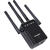 WiFi Extender, Up to 1200Mbps WiFi Range Repeater 2.4Ghz & 5Ghz Dual Band Covers Up to 1500 Sq.ft and 25 Devices Wireless Signal Booster with Ethernet Port (Black)