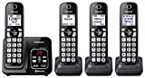 Panasonic Expandable Cordless Phone System with Link2Cell Bluetooth, Voice Assistant, Answering Machine and Call Blocking - 4 Cordless Handsets - KX-TGD664M (Metallic Black)