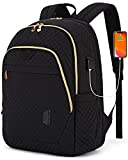 Laptop Backpack for Women Travel Backpack BAGSMART 15.6 Inch Computer Back Pack with USB Charging Port School Bookbag for College Work Business, Black