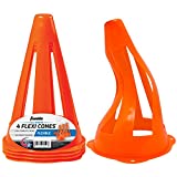 Franklin Sports Plastic Soccer Cones - Mini Sports Cones for Drills + Practice - Flexible Orange Goal Cones for Training + Games - 9 Inches