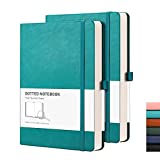 RETTACY Dotted Bullet Grid Journal 2 Pack - Dot Grid Hard Cover Notebook with 320 Pages,120gsm Thick Paper,Smooth PU Leather,Inner Pocket,5.75'' × 8.38''