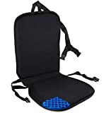 FOMI Premium All Gel Orthopedic Seat and Back Cushion Pad | Upper Lower Back Support Pillow for Car, Office, Kitchen Chair | Pressure Sore, Coccyx Pain Relief | Prevents Sweaty Bottom | Foldable