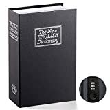 Book Safe with Combination Lock - Jssmst Home Dictionary Diversion Metal Safe Lock Box for Home Office Code Lock Money Box High Capacity, 9.5 x 6.2 x 2.2 inch, SM-BS0402L, black large
