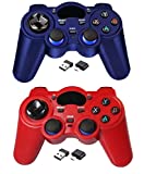 Rzzhgzq 2 Pack USB 2.4G Wireless Gaming Controller for PC/Laptop Computer (Windows XP/7/8/10)/ Android / PS3 & Steam Joystick Gamepad for pc Games Controller Compatible Android (Blue+red)