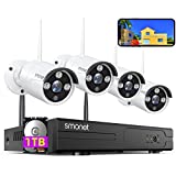 [3MP HD,Audio] SMONET WiFi Security Camera System,1TB Hard Drive,8CH Home Surveillance NVR Kit,4 Packs Outdoor Indoor IP Cameras Set,IP66 Waterproof,Free Phone APP,Night Vision,24/7 Video Recording