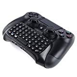 CEStore PS4 Wireless Bluetooth Mini Message Keyboard Chatpad Rechargeable Gamepad with 3.5mm Live Chat Headset Audio Jack Connection Port for Sony PS4 DualShock Controller