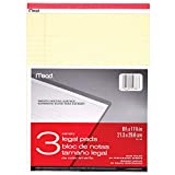 Mead Legal Pad Writing Pads, Wide Ruled, Great for Use as Home Office Supplies, Memo Pads, Note Pads, or Steno Pads, 8-1/2' x 11-3/4', 50 Sheets, Letter Writing Canary Paper, 3 Pack (59386),canary yellow