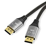 DisplayPort Cable Ultra HD 8K 4K Copper Cord DP Cable 8K DP Cable 1.4 8K@60Hz 4K@144HzDisplayPort Cable (4.9ft) for Laptop PC TV Gaming Monito