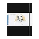 Handbook Journal Co. Artist Canvas Cover Travel Notebook for Drawing and Sketching, Ivory Black, Grand Portrait 10.5 x 8.25 Inches, 130 GSM Paper, Hardcover w/ Pocket