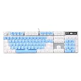 Mechanical Gaming Keyboard, MageGee New Upgraded Blue Switch 104 Keys White Backlit Keyboards, USB Wired Mechanical Computer Keyboard for Laptop, Desktop, PC Gamers(White & Blue)