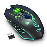 UHURU WM-02Z Wireless Gaming Mouse, 2.4G Wireless Rechargeable Mouse with 6 Programmable Buttons, 5 Adjustable Levels DPI Up to 4800DPI, 7 Colorful LED Lights, Compatible with Notebook, PC, Mac