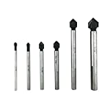 SPKLINE 6 Pcs Glass and Tile Drill Bit Set (1/8',3/16',1/4',5/16',3/8',1/2'), for Drilling Holes in Glass, Wine Bottle, Wall Mirror, Bathroom Tile,Ceramic Tile and Drainage Holes for Plant Pots