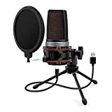 JOUNIVO USB Microphone for Computer, Condenser Microphone with Tripod Stand & Pop Filter. Compatible with PC Laptop Mac OS, Great for Streaming, Podcasts, Twitch, YouTube, Discord