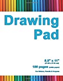 Drawing Pad: 8.5' X 11', Personalized Drawing Sketchbook, 100 pages, Durable Soft Cover,Art Pencil Set-[Professional Binding]