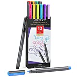 Arteza Calligraphy Markers, Set of 12, Permanent Water-Based Ink, 11 Unique Colors, 2mm Nibs, Water-Resistant, Flat Chisel-Tip Marker Pens