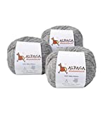 100% Baby Alpaca Yarn Wool Set of 3 Skeins Bulky Chunky Weight - Heavenly Soft and Perfect for Knitting and Crocheting (Soft Gray)