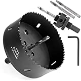 4-1/2 Inch Hole Saw with Heavy Duty Arbor,HSS Bi-Metal Holesaw Drill Bits Cut Smooth and Fast in Wood,Plastic, Drywall, Thin Metal, 4.5” Hole Cutter for Drilling Holes for Lock, Knobs and Vent(Black)