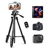 UBeesize 64' Phone Tripod, Extendable iPad Tripod Stand with Remote and Phone Holder, Lightweight Camera Tripod for Selfie, Video Recording, Live Streaming, Compatible with Cell Phone/Camera/Tablet